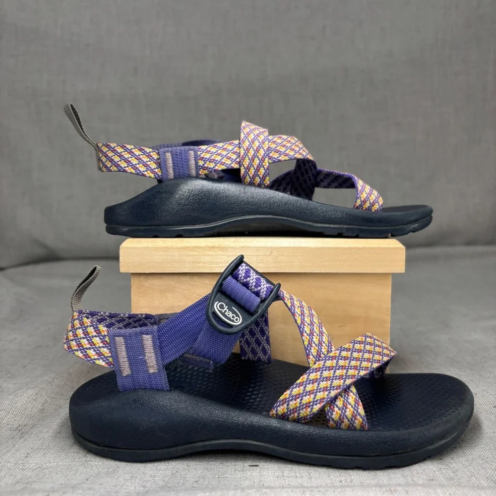 Chaco Z1 Ecotread Sandals Purple Yellow Strappy Sport Hiking Water Kids Size 2